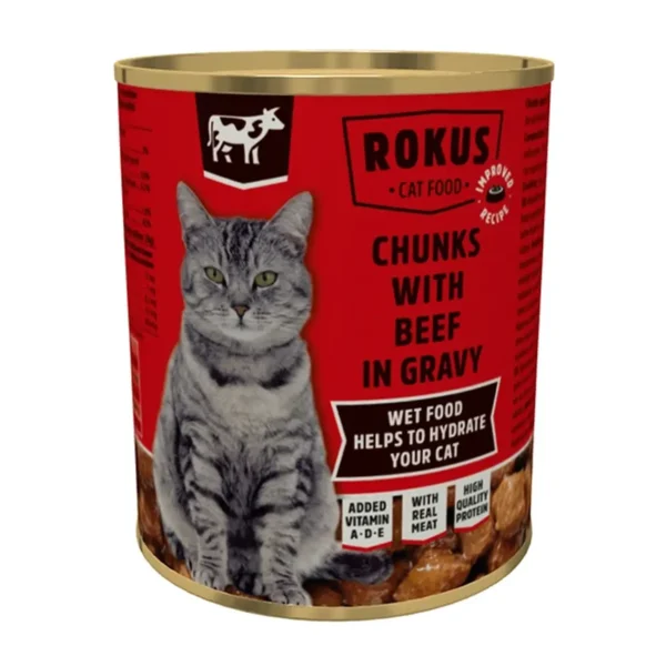 Κονσέρβα Rokus για Γάτες – Γεύση Βοδινό 810gr