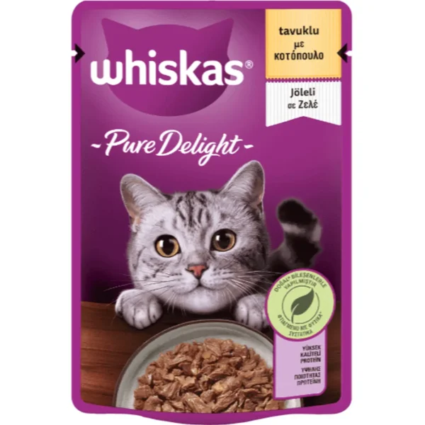 Whiskas Pure Deligh Adult Πλήρης Υγρή Τροφή Γάτας Κοτόπουλο σε Ζελέ Φακελάκι 85g