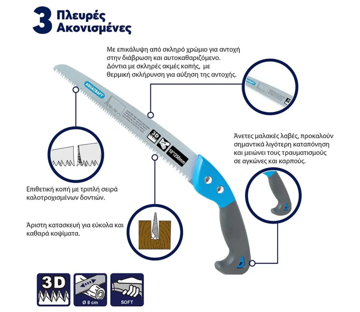Aquacraft Πριόνι κήπου Soft Grip 250mm - Image 2